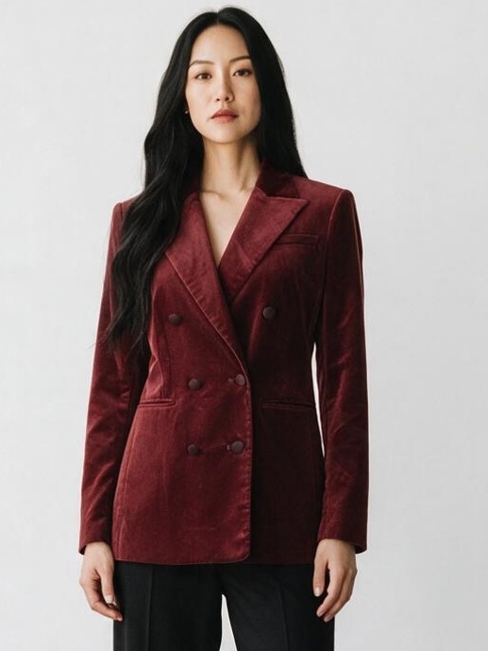 Banana Republic Velvet Double Breasted Blazer Burgundy Size 6